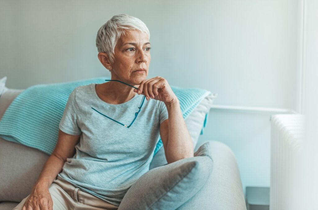 older lady looking worried